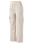 Wide Leg Cargo Trousers Women Cotton Blend High Waist Utility Pockets