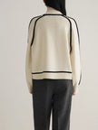 Turtleneck Sweater Women Contrast Panel Soft Knit