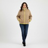 Colour Block Jacket Women Stand Collar Relaxed Fit