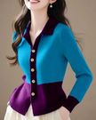 Knit Cardigan Women Contrast Trim Fitted Waist