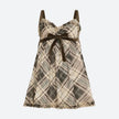 FJØRNA Coquette plaid mini dress for women, stylish party and day dress with a classic plaid pattern and fitted silhouette.
