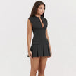 FJØRNA women's black corset mini dress for parties and cocktails, featuring a fitted silhouette and stylish design.
