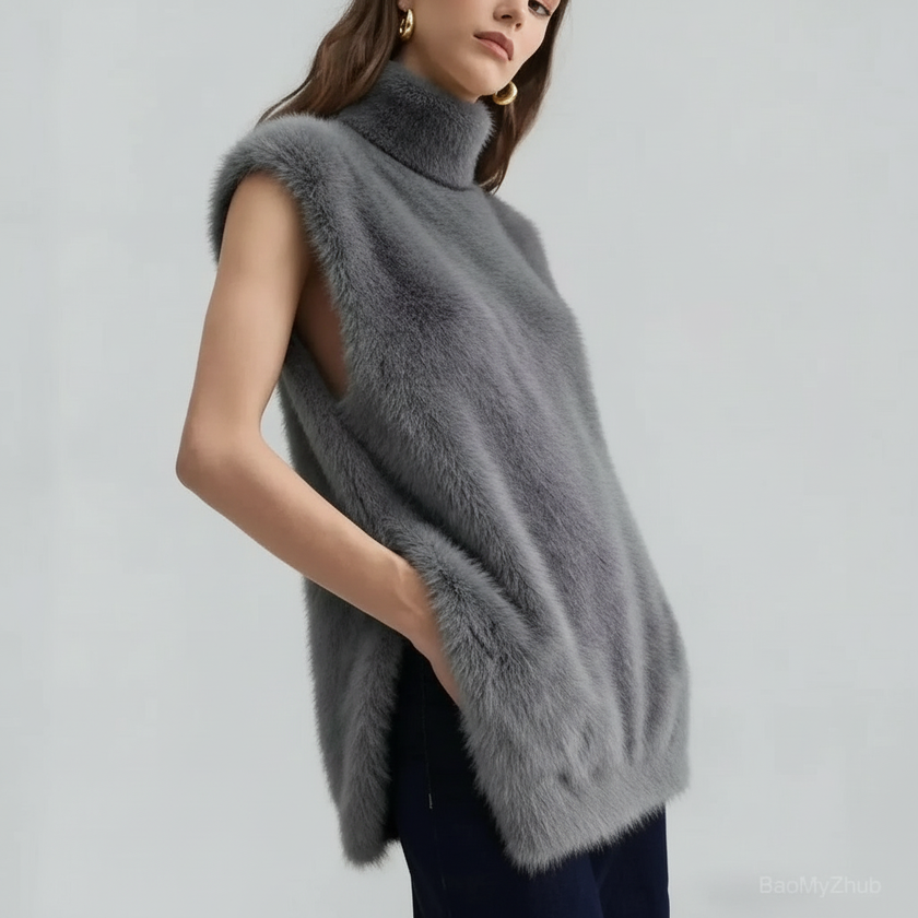 Turtleneck Vest Women Sleeveless High Collar Soft