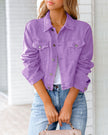 Denim Jacket Women Cropped Button Front Chest Pockets