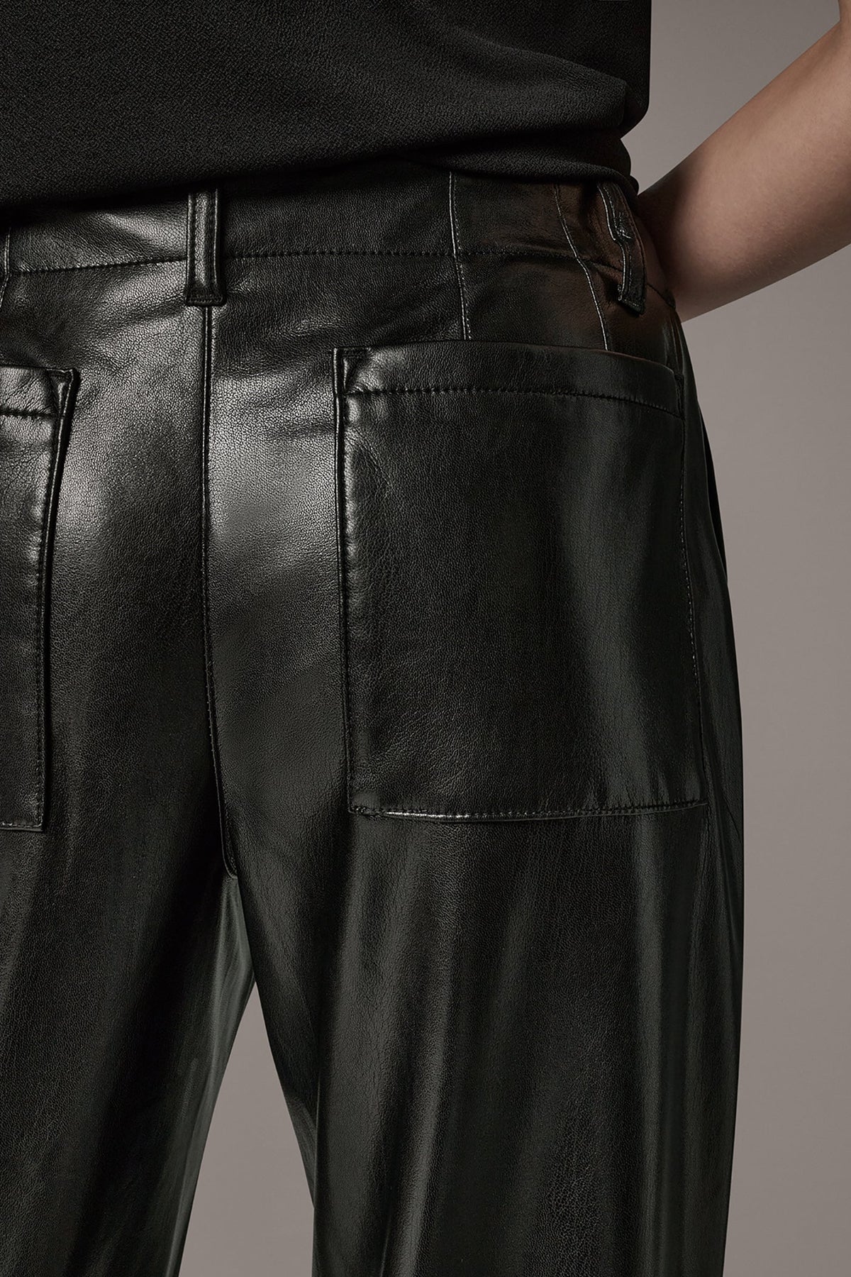 Faux Leather High-Rise Straight-Leg Ankle Trousers for Women