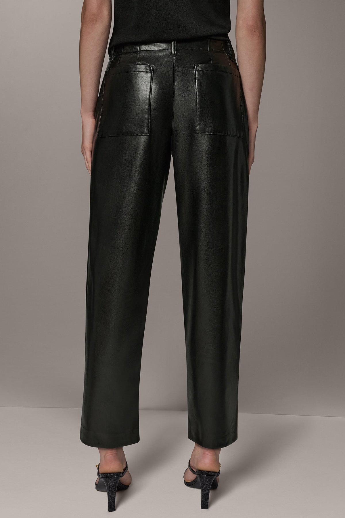 Faux Leather High-Rise Straight-Leg Ankle Trousers for Women