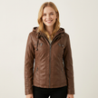 Biker Jacket Women Hooded Detachable Zip Tailored Fit