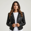 Leather Biker Jacket Women Real Leather Quilted