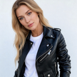 Biker Jacket Women Faux Leather Zip Lined Tailored Fit