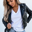 Biker Jacket Women Faux Leather Zip Lined Tailored Fit