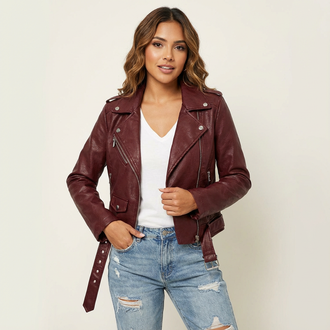 Frances | Faux Leather Moto Jacket for Women