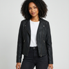 Biker Jacket Women Faux Leather Asymmetric Zip Shoulder Detail