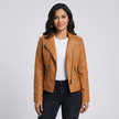 Biker Jacket Women Faux Leather Asymmetric Zip Shoulder Detail