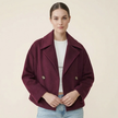Wool Blend Coat Women Double-Breasted Short Wide Lapel Winter