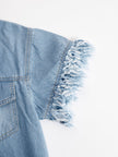 FJØRNA denim tassel mini dress featuring casual style, with a fitted bodice and tassel details, perfect for everyday wear.