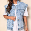 Denim Vest Women Sleeveless Vintage Chest Pockets