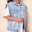 Denim Vest Women Sleeveless Vintage Chest Pockets