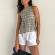 Cotton Blend Tank Top Women Bow Strap Sleeveless