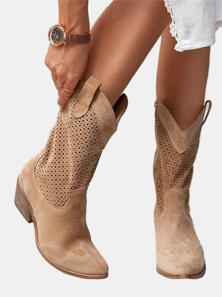 Piper | Women's Perforated Ankle Boots with Comfortable Casual Everyday Walking Lightweight