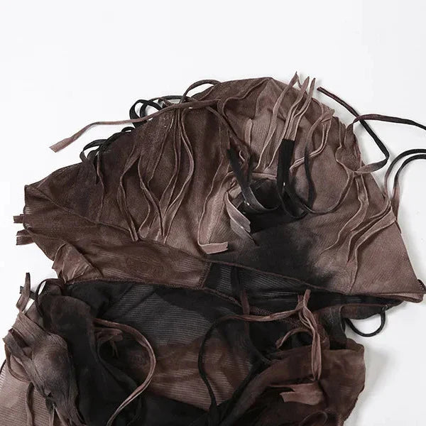 FJØRNA distressed sheer maxi dress for women, lightweight and flowing perfect for summer and special occasions.