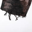 FJØRNA distressed sheer women's maxi dress with a flowing silhouette, perfect for summer and special occasions.