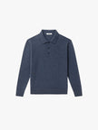 Wool Polo Sweater Men Button Placket Lapel Collar Rib Knit