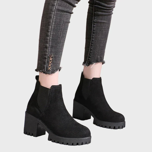 Marley | Women's Block Heel Short Boots with Comfortable Casual Everyday Walking