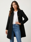 A-Line Coat Women Button Front Classic Collar Winter