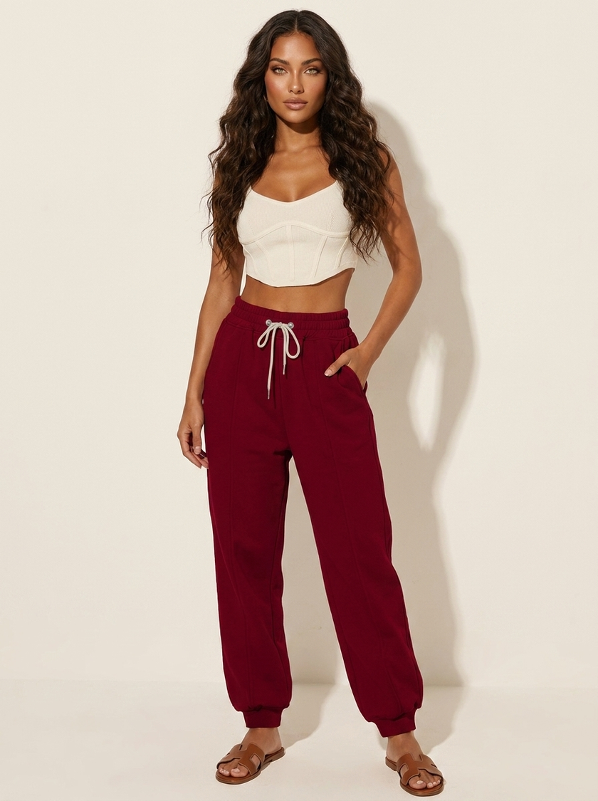 Tapered Trousers Women High Waist Stretch Pockets