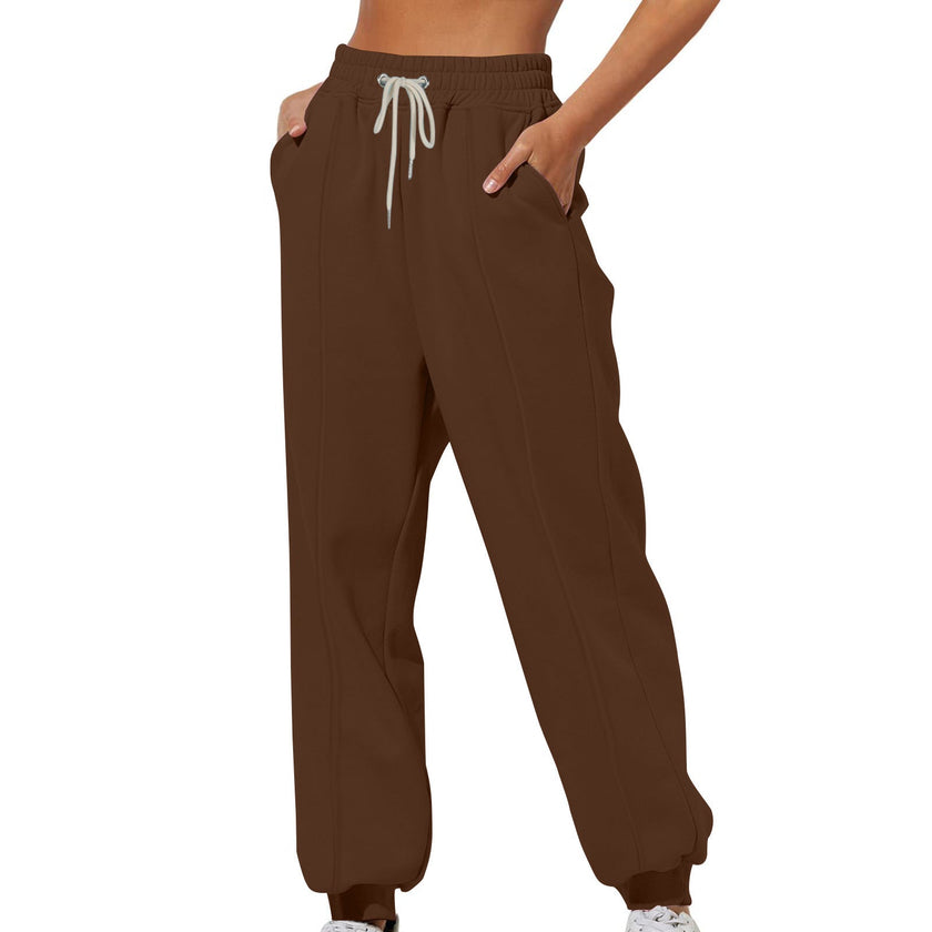 Tapered Trousers Women High Waist Stretch Pockets