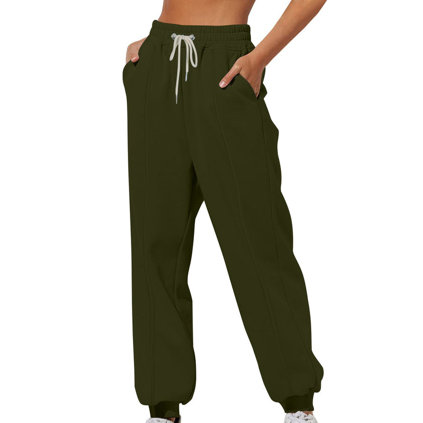 Tapered Trousers Women High Waist Stretch Pockets