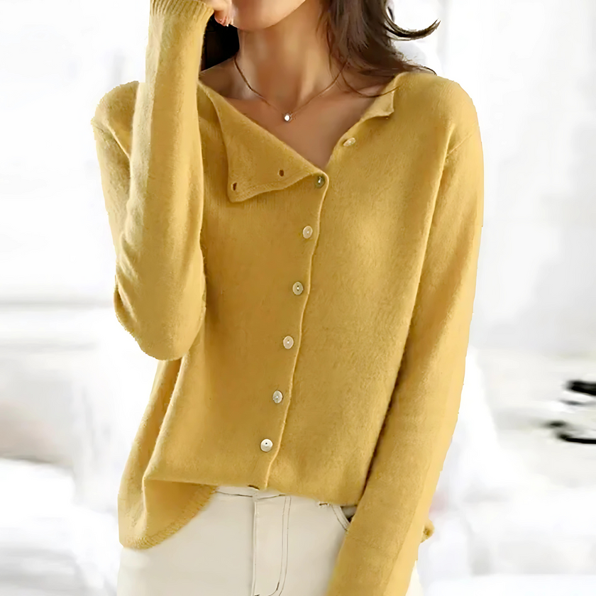 Cardigan Women Fine Knit Button Front Relaxed