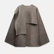 Cape Coat Women Shawl Collar Relaxed Fit Autumn Layering