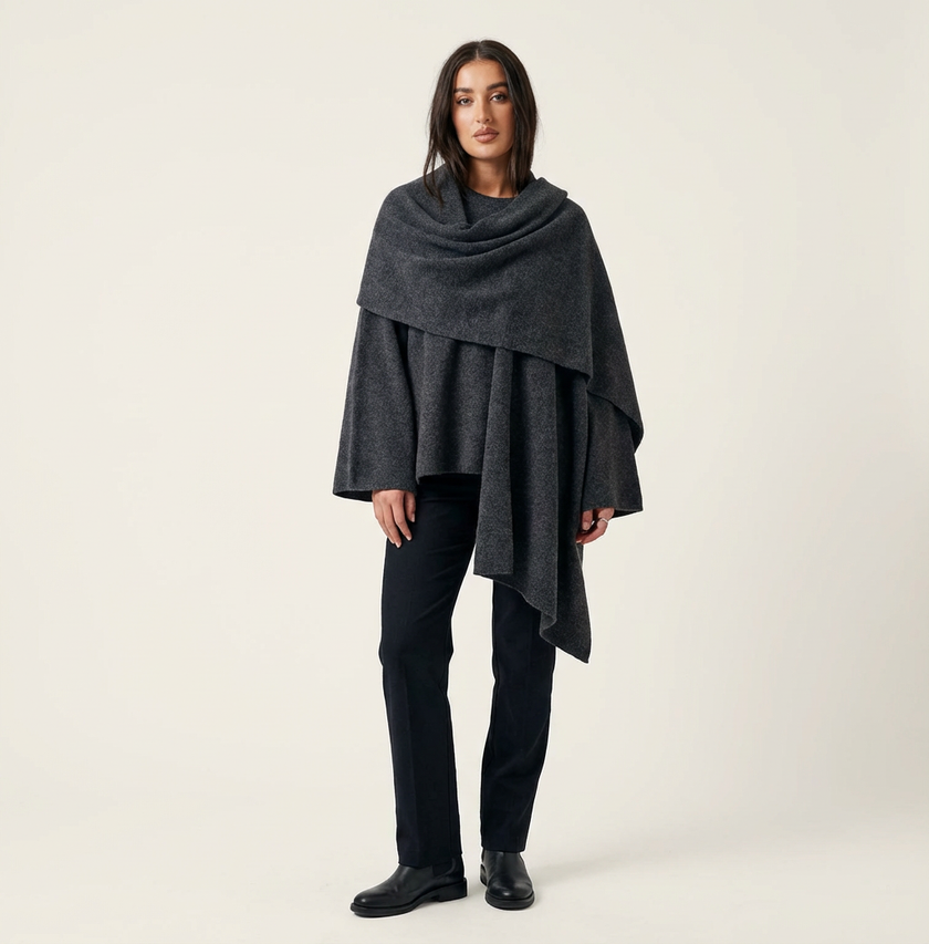 Cape Coat Women Shawl Collar Relaxed Fit Autumn Layering