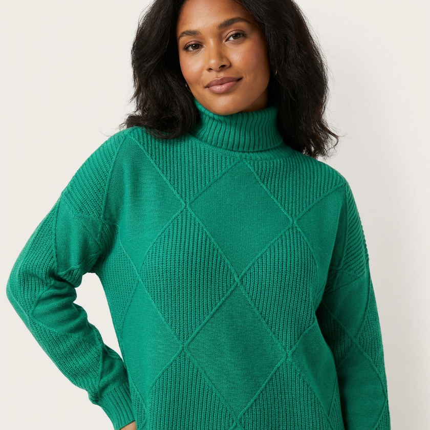 Ribbed Turtleneck Sweater Women Long Sleeve Relaxed Fit