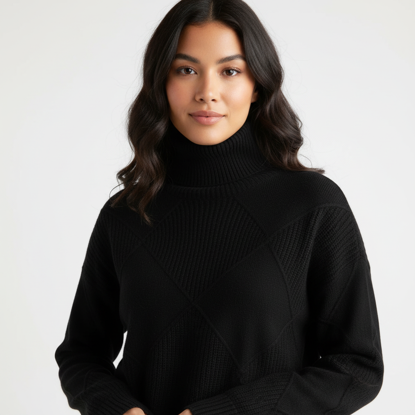 Ribbed Turtleneck Sweater Women Long Sleeve Relaxed Fit