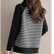 Knit Jacket Women Contrast Pattern Stand Collar Zip Front