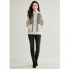 Knit Jacket Women Contrast Pattern Stand Collar Zip Front