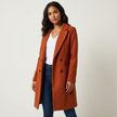Coat Women Lapel Collar Button Front Lined Classic