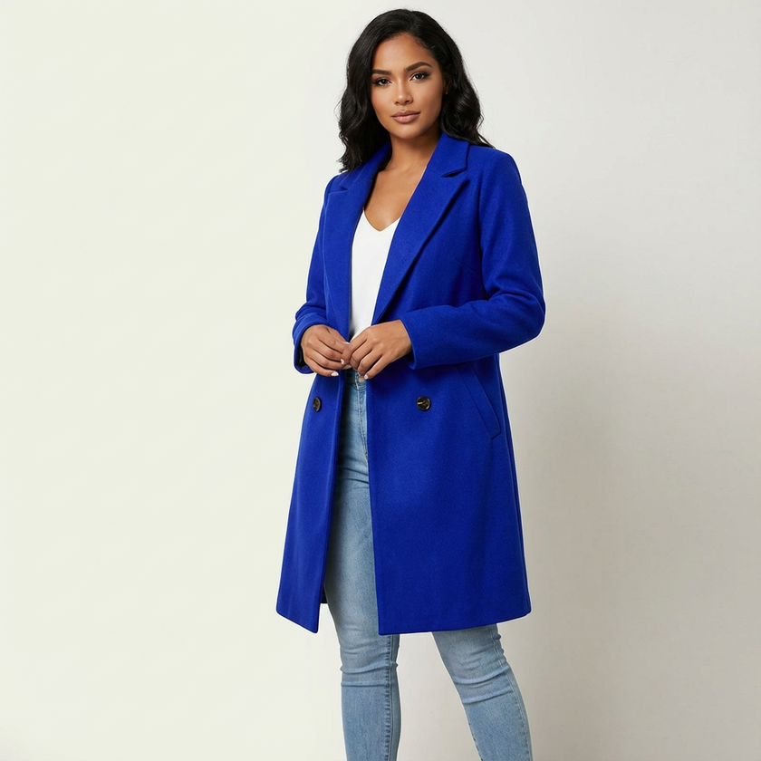 Coat Women Lapel Collar Button Front Lined Classic