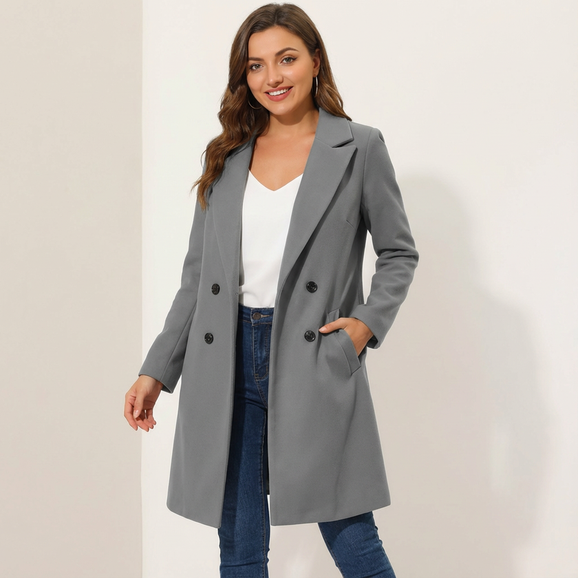 Coat Women Lapel Collar Button Front Lined Classic