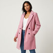 Coat Women Lapel Collar Button Front Lined Classic
