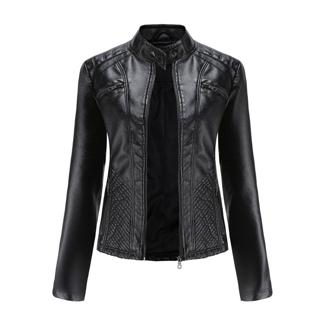 Delilah | Women's Faux Leather Jacket with Elegant Cozy Soft Knit Long-Sleeve