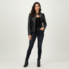 Leather Biker Jacket Women, Fitted with Zip & Quilted Details