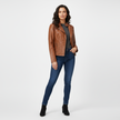 Leather Biker Jacket Women, Fitted with Zip & Quilted Details