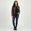 Leather Biker Jacket Women, Fitted with Zip & Quilted Details