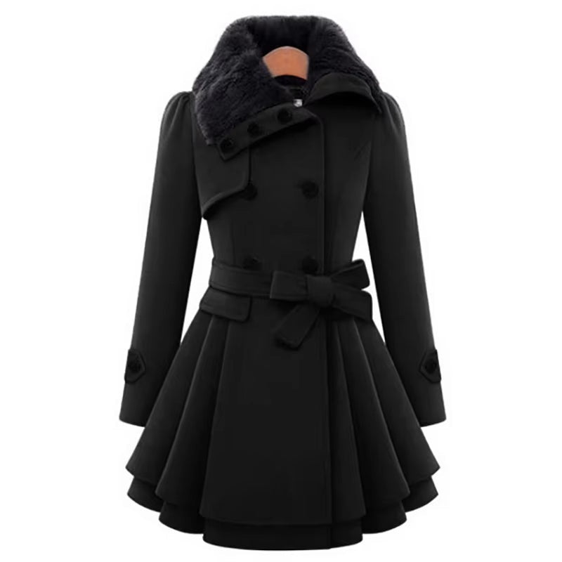 Longline Winter Coat Women Tailored Fit Layered Hem
