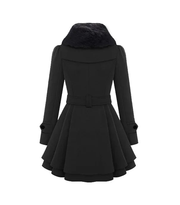 Longline Winter Coat Women Tailored Fit Layered Hem