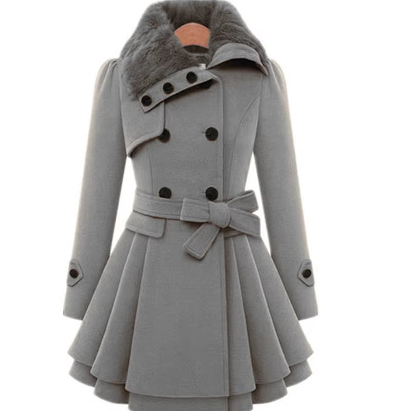Longline Winter Coat Women Tailored Fit Layered Hem