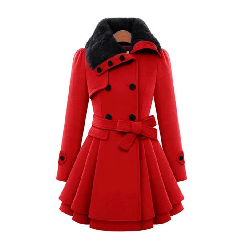 Longline Winter Coat Women Tailored Fit Layered Hem